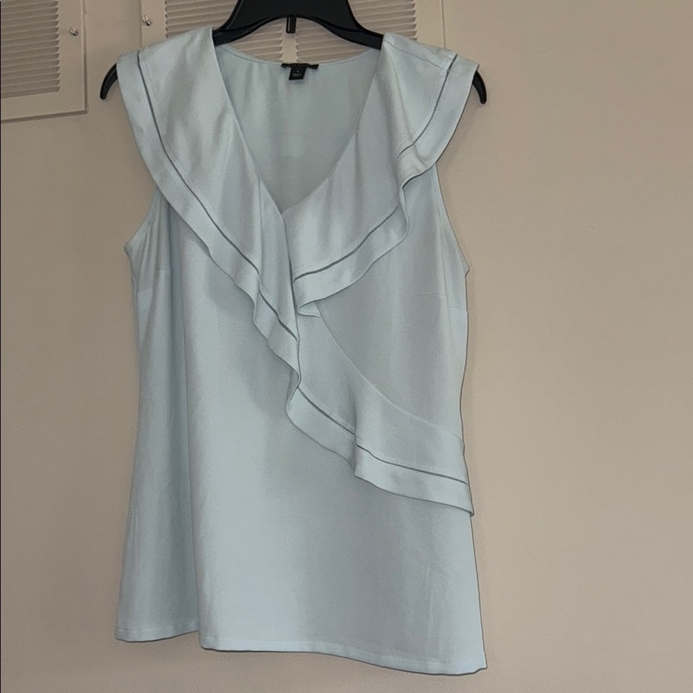 Ann Taylor Light Blue Ruffle Blouse